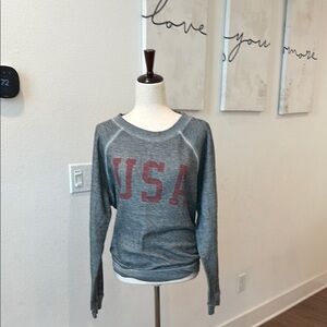 Wildfox Gray Sweatshirt with Red USA Graphic - Women
